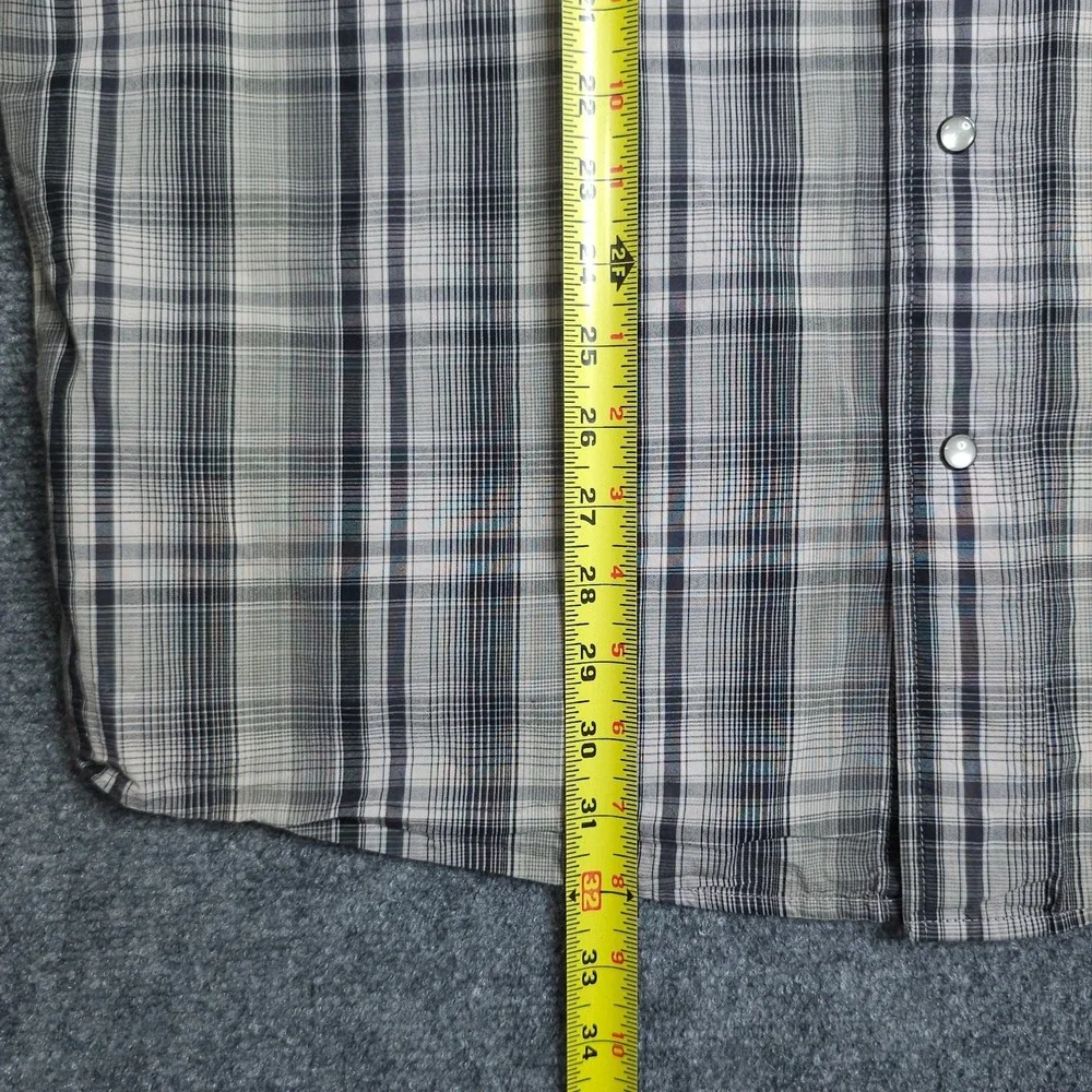The North Face Shirt Mens XXL Grey Plaid Short Sleeve Pearl Snap Button Hiking